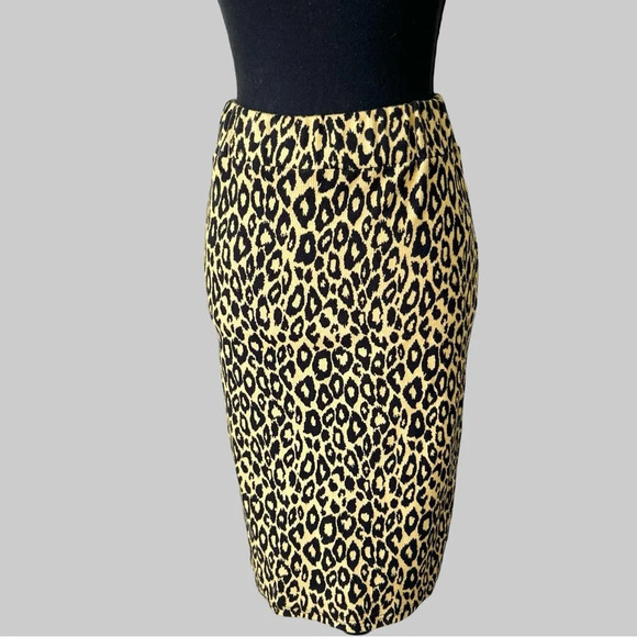 Ring Leopard Knitted Midi Bodycon Skirt Made in Korea - Picture 1 of 11